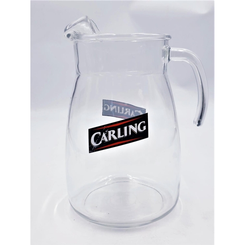 81 - GLASS 22cm FOUR PINT WATER BAR JUG ADVERTISING CARLING LAGER