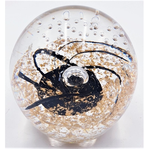 38 - GLASS GOLD FLAKE PAPERWEIGHT