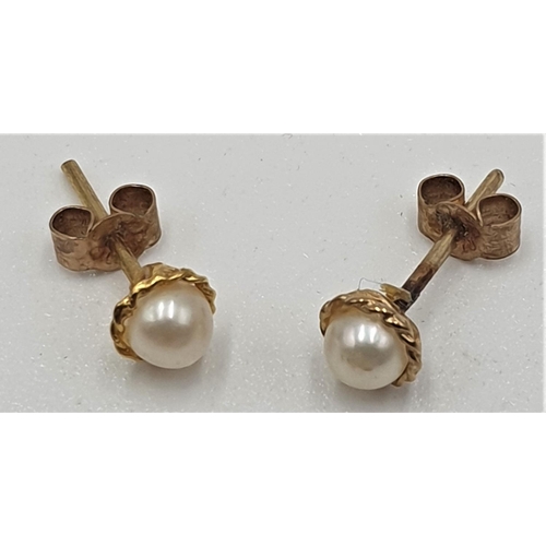 45 - YELLOW METAL / PEARL ?? EARRINGS