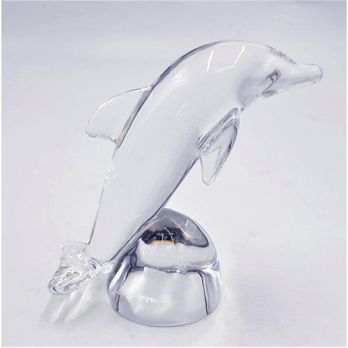 757 - CRYSTAL 12cm  MODEL OF A DOLPHIN  Signed