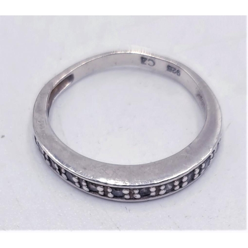 792 - SILVER (925) HALF ETERNITY RING (Size P, Total Weight 2.20 Grams)