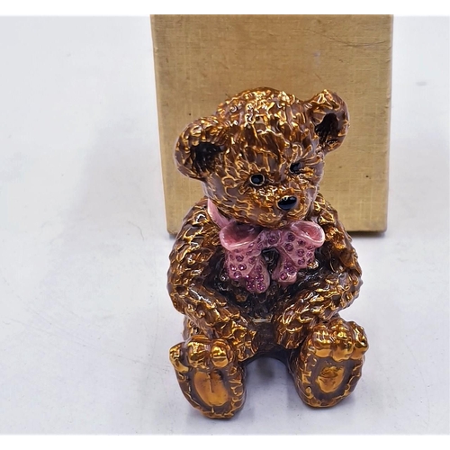 747 - METAL/ENAMELLED TRINKET BOX FASHIONED AS A TEDDY BEAR