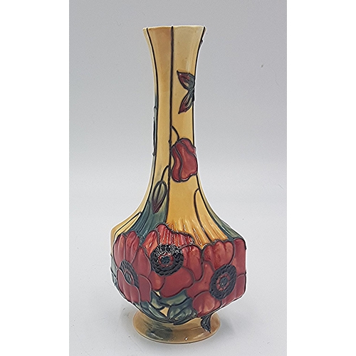105 - OLD TUPTON WARE (1691) TUBELINED 18cm SQUARE BASED BUD VASE IN THE YELLOW POPPY DESIGN (Boxed)