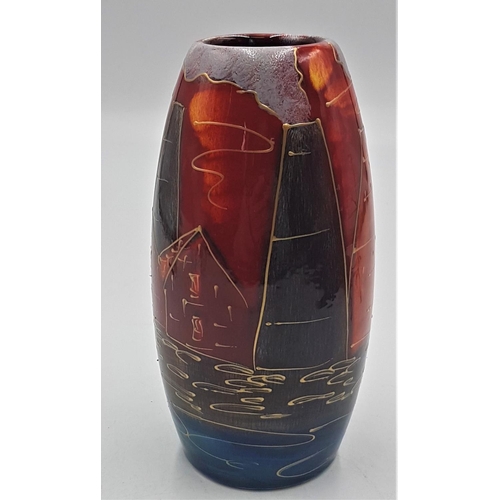 238 - ANITA HARRIS ART POTTERY 17cm SKITTLE VASE IN THE POTTERIES PAST DESIGN (Signed In Gold By Anita Har... 