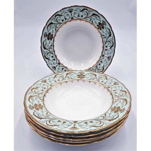 240 - ROYAL CROWN DERBY 21.5 cm  Dia RIMMED SOUP BOWLS (6) IN THE DARLEY ABBEY DESIGN