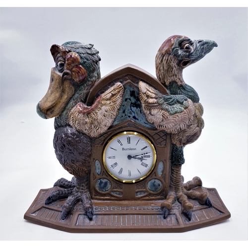 241 - BURSLEM POTTERY (High Fired) STONEWARE Large 25cm x 12cm x 29cm MANTLE CLOCK FEATURING THE RITUAL CO... 