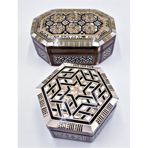 37 - WOODEN INLAID TRINKET BOXES (2)