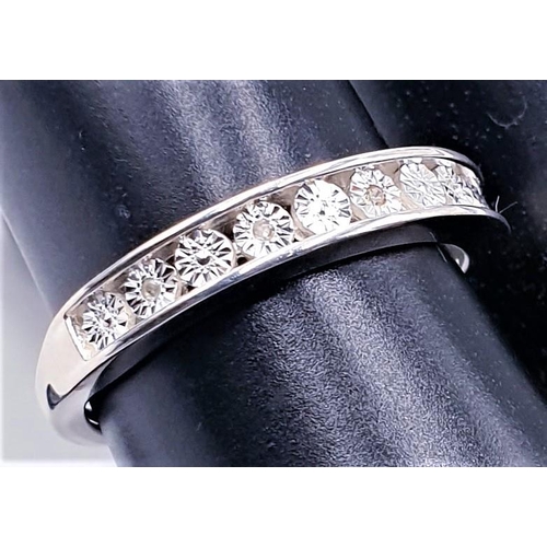 411 - SILVER (925) STONED RING (Size R-S, Total Weight 2.42 Grams)