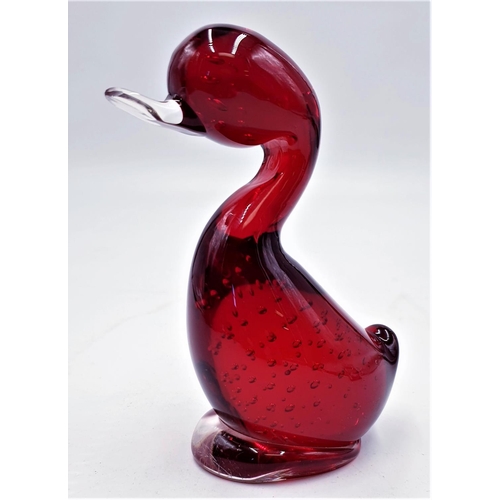 450 - WHITEFRIARS CONTROLLED BUBBLE GLASS 14cm MODEL OF A DUCK