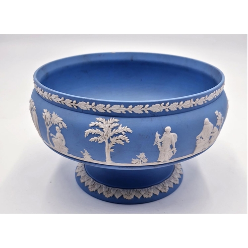 451 - WEDGWOOD Large 20cm Dia BLUE JASPER WARE PEDESTAL BOWL