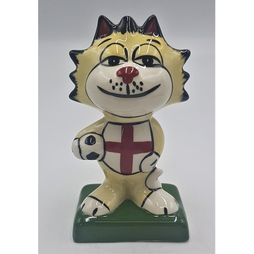 455 - LORNA BAILEY 13.5cm MODEL OF COME ON ENGLAND THE FOOTBALLER CAT Signed by Lorna Bailey