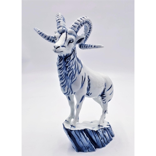 460 - ROYAL DOULTON (Archives---Burslem Artwares) 25cm x 16 cm BLUE FLAMBE MODEL OF THE HEBEI GOAT BA 36 (... 