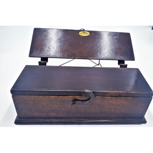 483 - WOODEN TIE PRESS 25cm x 8cm x 8.5 cm TIE STORAGE BOX