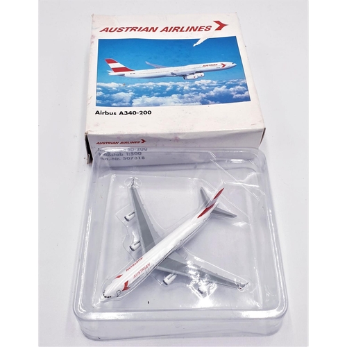 504 - HERPA DIE CAST MODEL OF THE AUSTRIAN AIRLINES AIR BUS AREOPLANE 