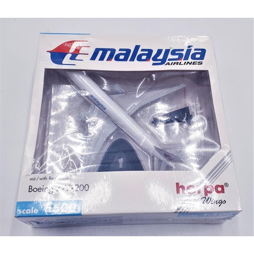 505 - HERPA DIE CAST MODEL OF THE MALAYSIA BOEING 777-200 AREOPLANE  (Sealed,Original Box)