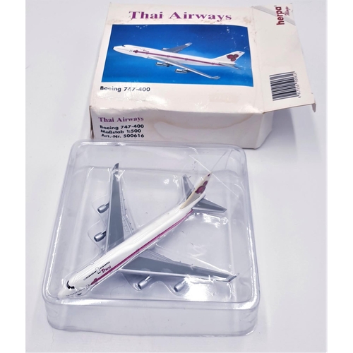 507 - HERPA DIE CAST MODEL OF THE THAI AIRWAYS BOEING 747-400 AREOPLANE  (Original Box)