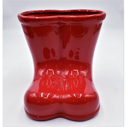 582 - CERAMIC Large 20cm PLANTER MODELLED AS A PAIR OF RED WELLINGTON BOOTS (To A.S.H. Auctions Love From ... 