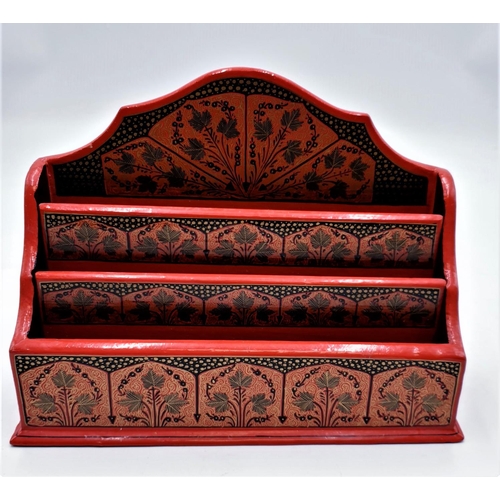 586 - WOODEN ORIENTAL (Hand Painted) LETTER RACK