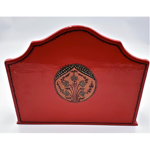 586 - WOODEN ORIENTAL (Hand Painted) LETTER RACK