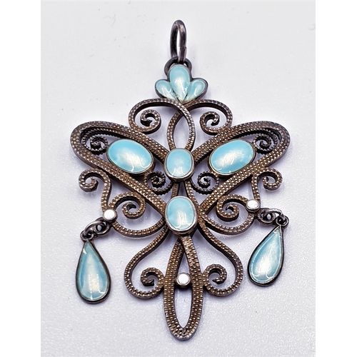 597 - ART NOUVEAU STONE SET PENDANT (Old)