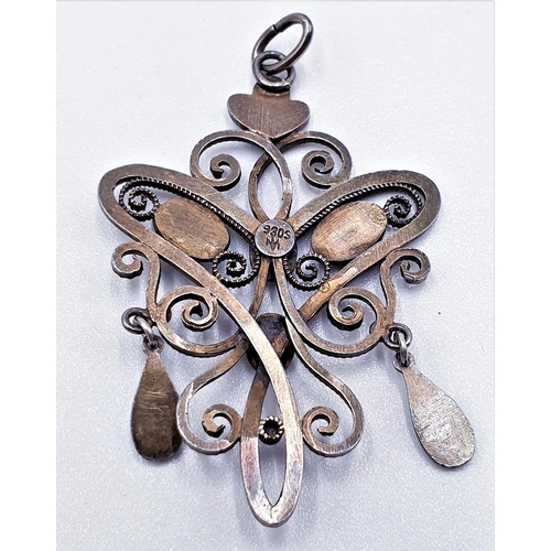 597 - ART NOUVEAU STONE SET PENDANT (Old)