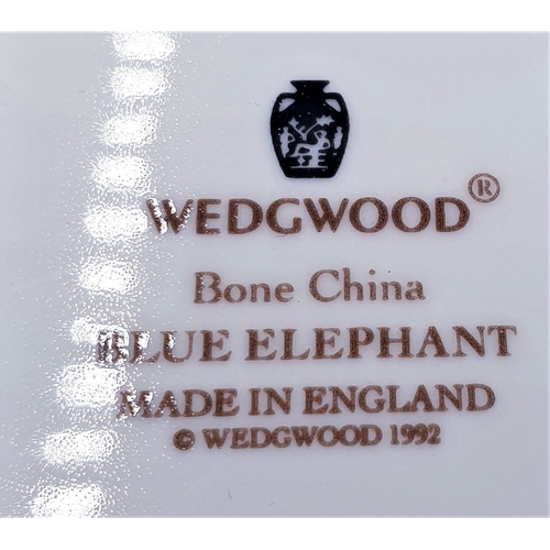 607 - WEDGWOOD CHINA 20cm x 16.5cm OBLONG TRAY IN THE BLUE ELEPHANT DESIGN