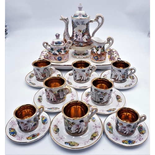 621 - CAPODIMONTE COFFEE SET Inc COFFEE POT, LIDDED SUGAR, MILK, CUPS & SAUCERS (6) Plus 2 SMALLER CUPS & ... 