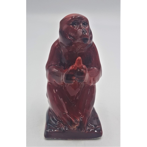 690 - ANITA HARRIS ART POTTERY 12cm MODEL OF A MONKEY With BANANA Signed In Gold By Anita Harris