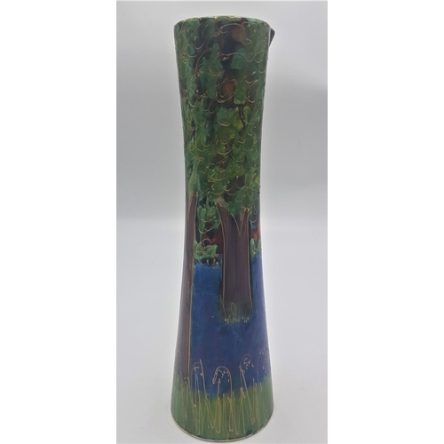 694 - ANITA HARRIS ART POTTERY 32cm CHIMNEY VASE IN THE BLUEBELL WOOD DESIGN (Signed In Gold By Anita Harr... 