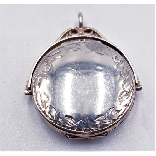 7 - SILVER (Unmarked) Large 2.5cm Dia SWIVEL PICTURE LOCKET (Total Weight 8.27 Grams)