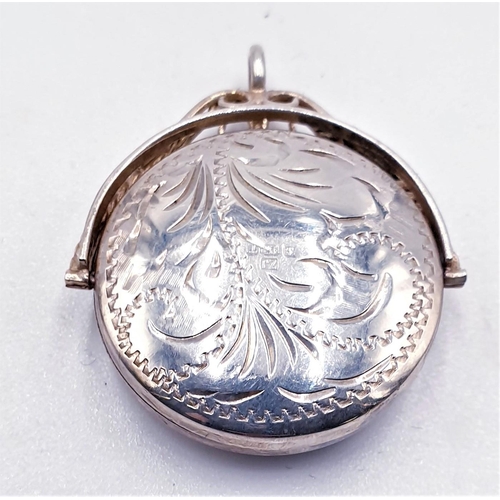 7 - SILVER (Unmarked) Large 2.5cm Dia SWIVEL PICTURE LOCKET (Total Weight 8.27 Grams)