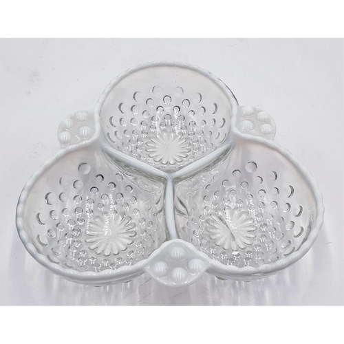 711 - VICTORIAN FENTON GLASS THREE SECTIONED DIVIDER DISH