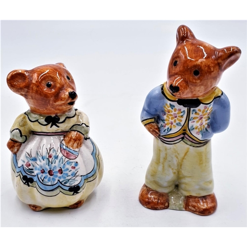 723 - CERAMIC (Hand Painted) MODELS OF Mr And Mrs TEDDY BEARS