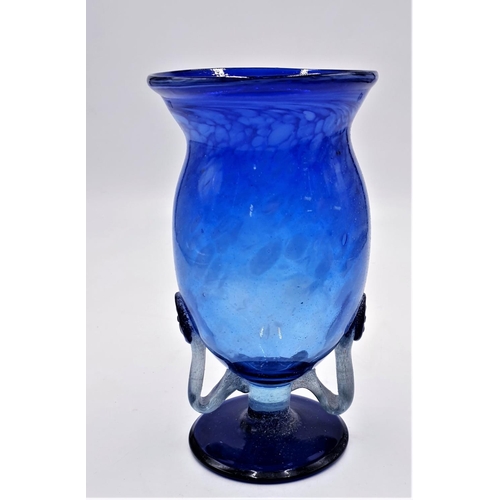 729 - ART GLASS (Hand Blown) 21.5cm DARK BLUE VASE