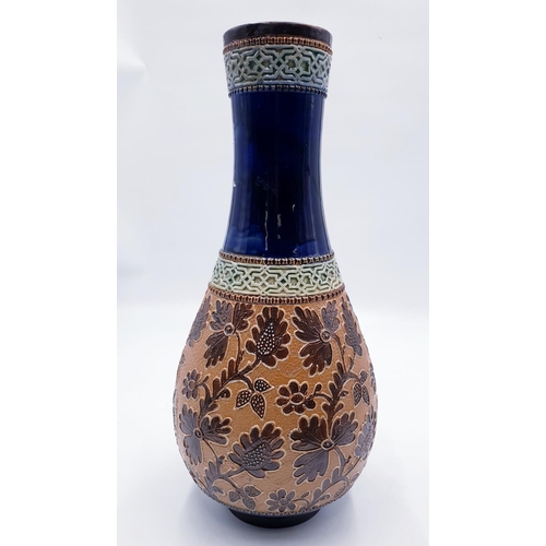 734 - DOULTON LAMBETH STONEWARE 41cm VASE (Tiny Bit Of Restoration On Rim)