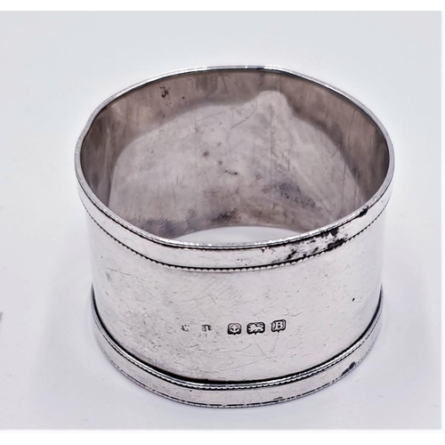 756 - SILVER NAPKIN RING  c1926 By Makers Walker & Hall (Total Weight 20.97 Grams)