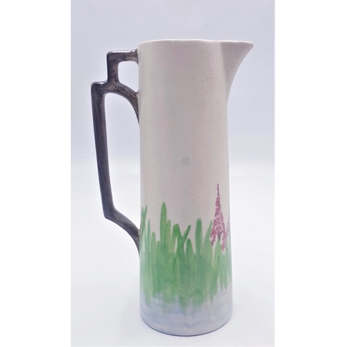 151 - WADE HEATH (Flaxman Ware) (Hand Painted) 29cm JUG VASE IN THE PANSY DESIGN c1930s (Crazing)