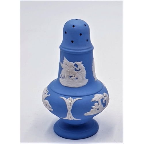 170 - WEDGWOOD BLUE JASPER WARE PEPPER POTS (2)