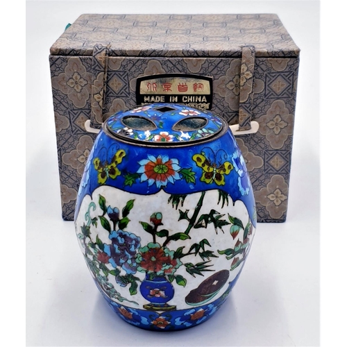 171 - ORIENTAL CLOISONNE LIDDED POT (Boxed)