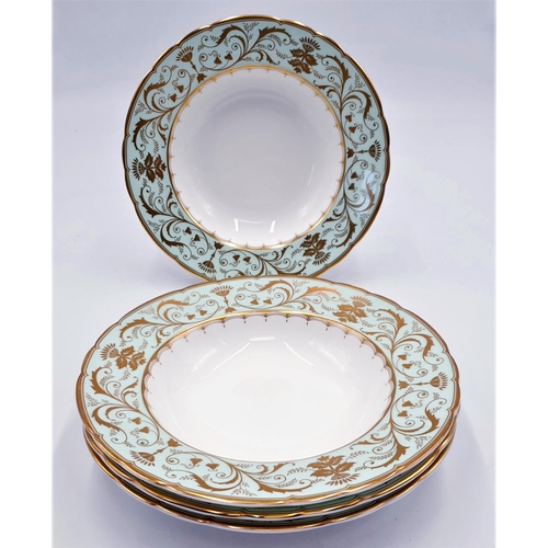 173 - ROYAL CROWN DERBY 21.5cm Dia RIMMED SOUP BOWLS (4) IN THE DARLEY ABBEY DESIGN