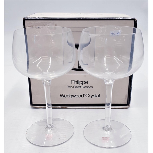 631 - WEDGWOOD CRYSTAL (Boxed Set Of Two) CLARET GLASSES IN THE PHILIPPE DESIGN