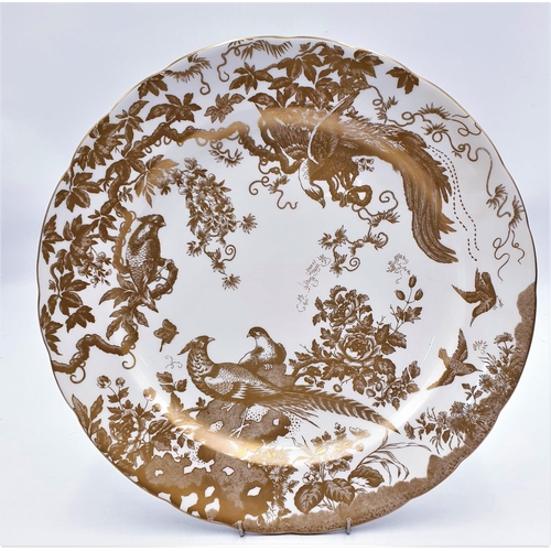 649 - ROYAL CROWN DERBY CHINA 35 cm Dia CHARGER IN THE AVES GOLD DESIGN