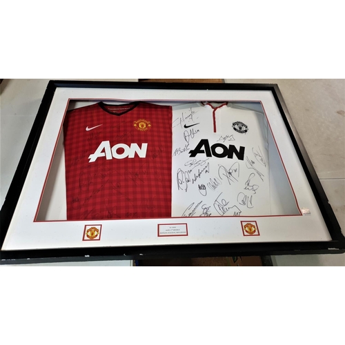 118 - FRAMED & GLAZED Extra Large 113cm x 86cm FRAMED And GLAZED MANCHESTER UNITED HOME AND AWAY 2012/2013... 