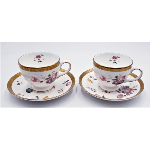 120 - WEDGWOOD CHINA CUPS & SAUCERS (2) IN THE FLORAL GOLD DESIGN (Marked 2nds)