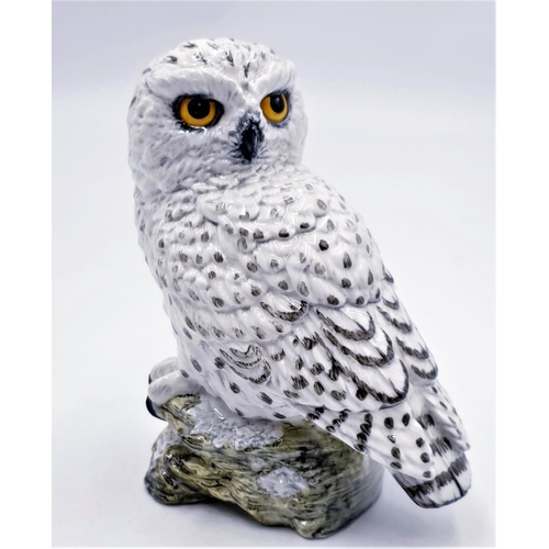 125 - MACK CHINA 14.5cm MODEL OF A SNOWY OWL Signed By J.Mack