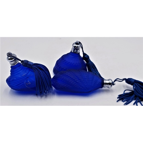 127 - BLUE GLASS PERFUME BOTTLES (3)