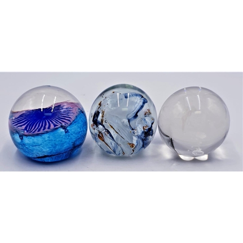 133 - GLASS ROUND PAPERWEIGHTS (3)