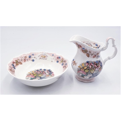 160 - ROYAL DOULTON CHINA BOWL (Marked 2nds) Plus 11cm JUG 'AUTUMN' FROM THE BRAMBLY HEDGE GIFT COLLECTION