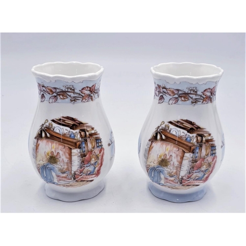 162 - ROYAL DOULTON CHINA 13cm VASES (2) 'WINTER' FROM THE BRAMBLY HEDGE GIFT COLLECTION