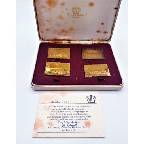 455 - GOLD PLATED/STERLING SILVER (Limited Edition Set Of Four) GB REPLICA STAMPS 